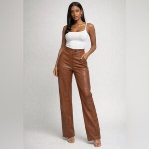 Joseph Janard Trousers Genuine Leather Vintage Brown Leather Pants